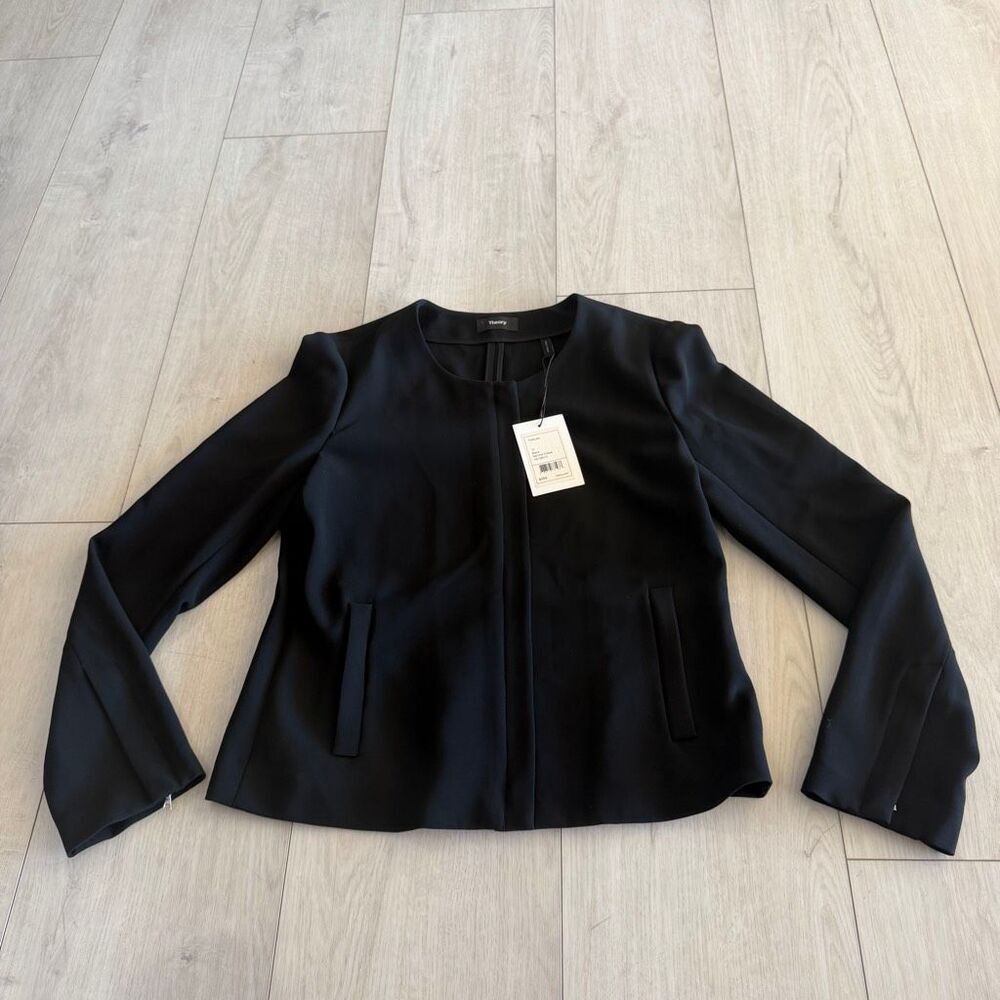 THEORY Crepe Tarlan Jacket Admiral in Black size 10